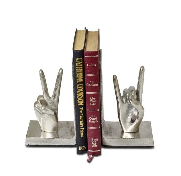 Modern Stainless Steel Bookends Antique Shining Humans Standing Figures Wood Wall Library Home Table Top Decorative Bookends