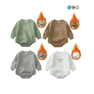 Baby Winter Romper Cotton Toddler Rompers Embroidery O-neck Pullover One Pieces Playsuits Jumpsuit Bodysuits Plain Baby Rompers