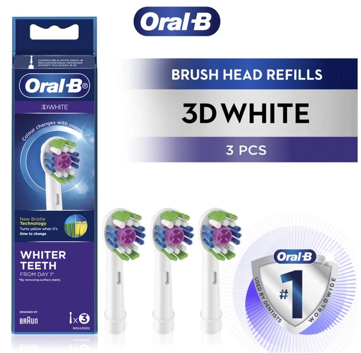 Oralb 3d White Brush Head With Clean Maximiser 3 Counts Buy