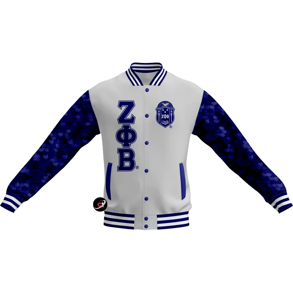 100% Polyester Zeta phi beta men's jackets High Quality Lightweight sequin sleeves front buttons style unique jacket for men