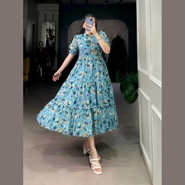 Ikkat Cotton Designer Long Frocks Ikkat Cotton Designer Long Gown With  Designer Sleeve Dress for Women