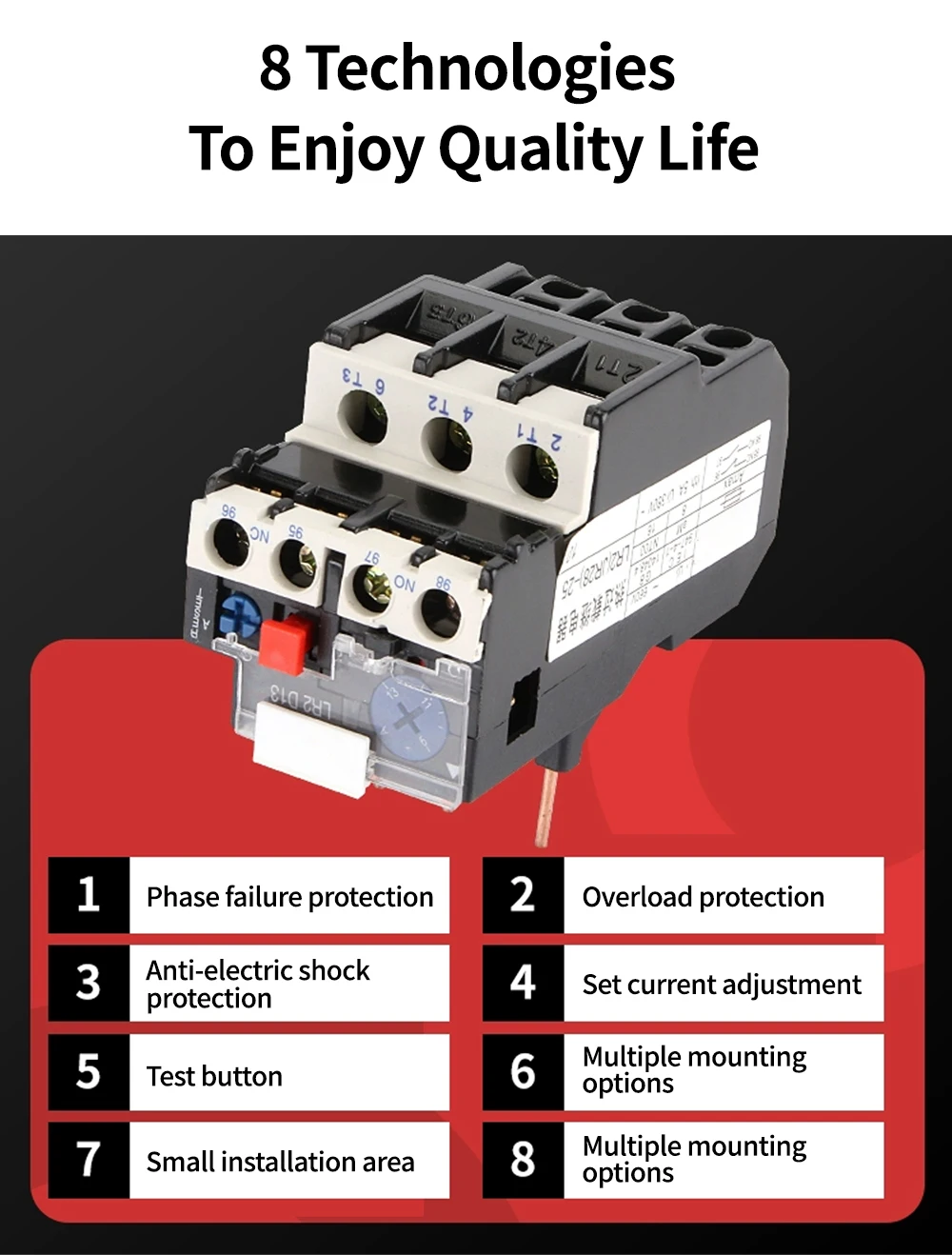 Thermal Overload Relay JR28 Series 1.6A 2.5A 4A 6A 8A 10A 13A 18A 25A ...