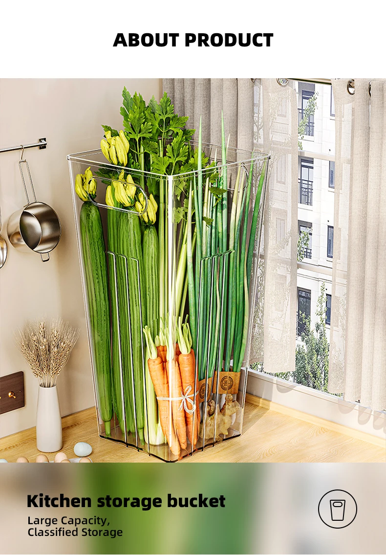 product wanuo tall clear vegetable storage bin green onion storage bin open top tall vegetable storage container-2