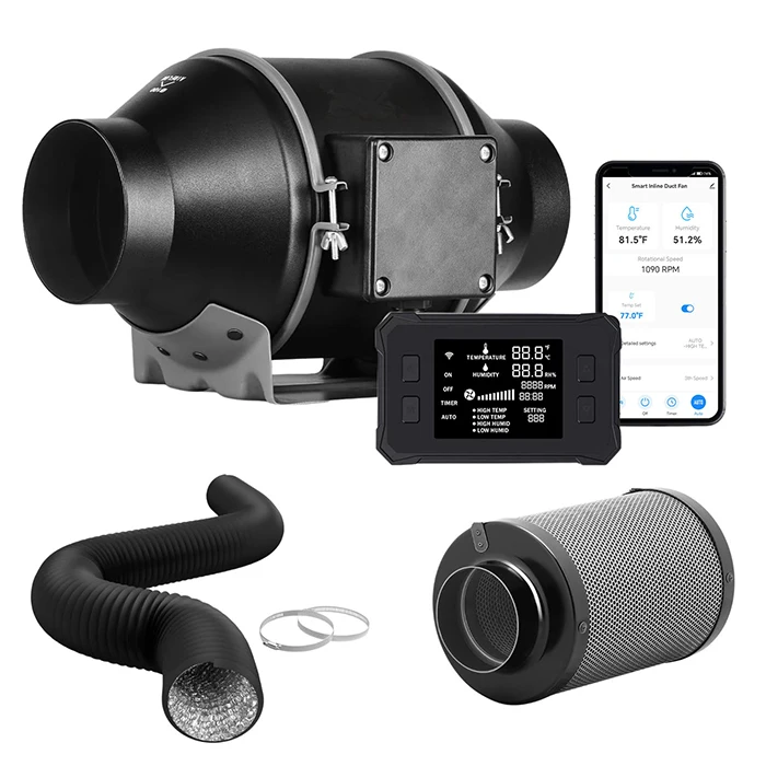 Factory Price WIFI Smart Digital Controller 6 Inch Air Blower Inline Duct Fan 150mm Exhaust Fan for Cooling Hydroponics Grow Box
