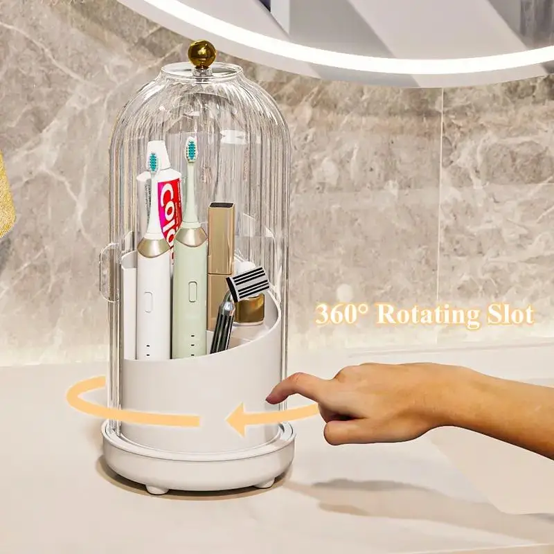 Rotating Toothbrush & Makeup Holder - 3 Slot Organizer