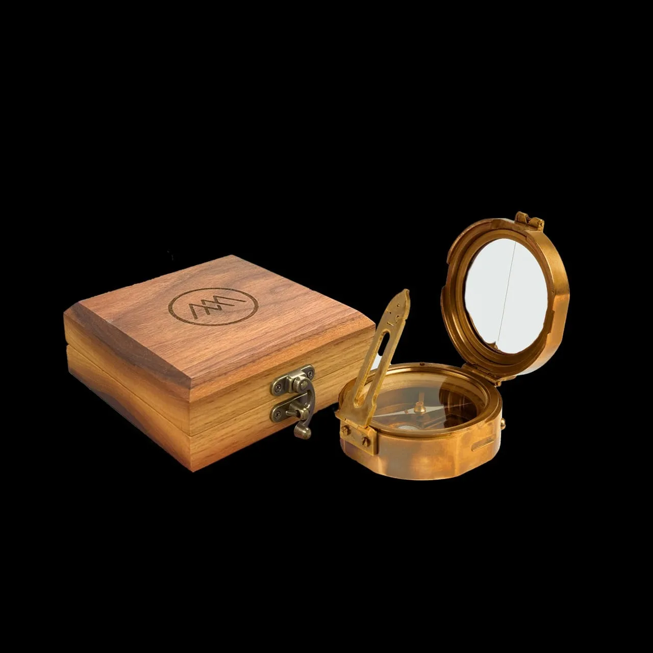 Wooden Box Antique Brass Finished the Mary Rose Thread Sundial Compass Pocket Gift by faizacraft