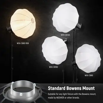 NEEWER 35"/90cm Lantern Softbox One Step Quick Release, 360 Light Diffuser with Skirt, Bowens Mount for Video Light CB60 CB100 detail image