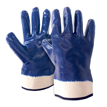 Heavy Duty Fully Nitrile Coated Oil Resistant Gloves Chemical Resistant Waterproof Cotton Lined Safety Gloves