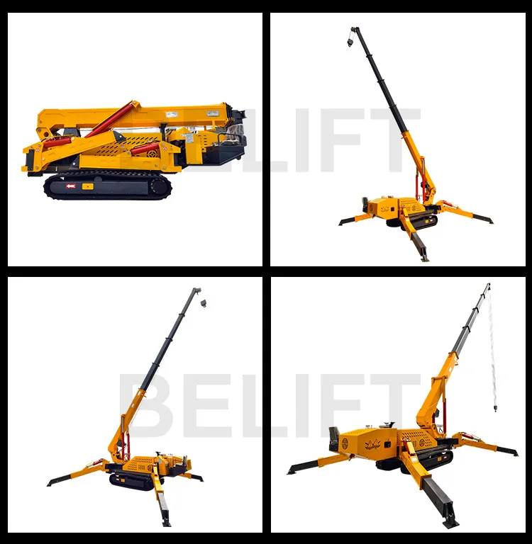 1.5 Ton to 14 Tons Fully Automatic Crawler Crane Indoor Outdoor Small Roof Crane Portable Architecture 3 Ton Spider Crane