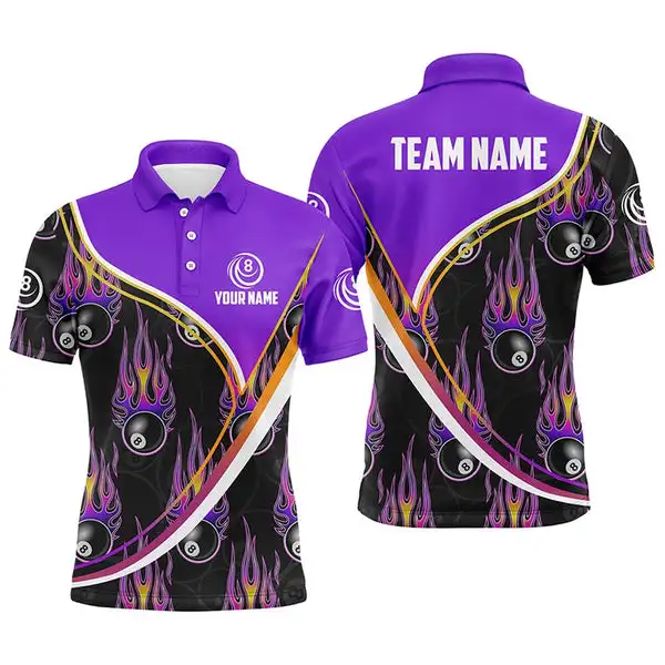 High Quality Custom Design Quick Dry 100% Polyester Men Pool Team Jerseys Professional Billiard Polo Shirts With Pocket