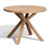 Table Ronde en Teck 120x120x77 cm Blanchi