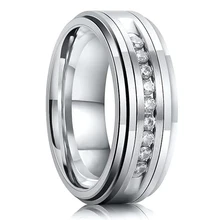 China Supplier Luxury men tungsten carbide ring Silver Plated Tungsten Ring with cz zircon diamond inlay