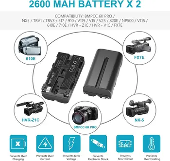 NEEWER NP-F550 Battery Charger Set Compatible with Sony NP-F970 F750 F770 F960 F550 F530 F330 F570 CCD-SC55 TR516 TR716 TR818 detail image