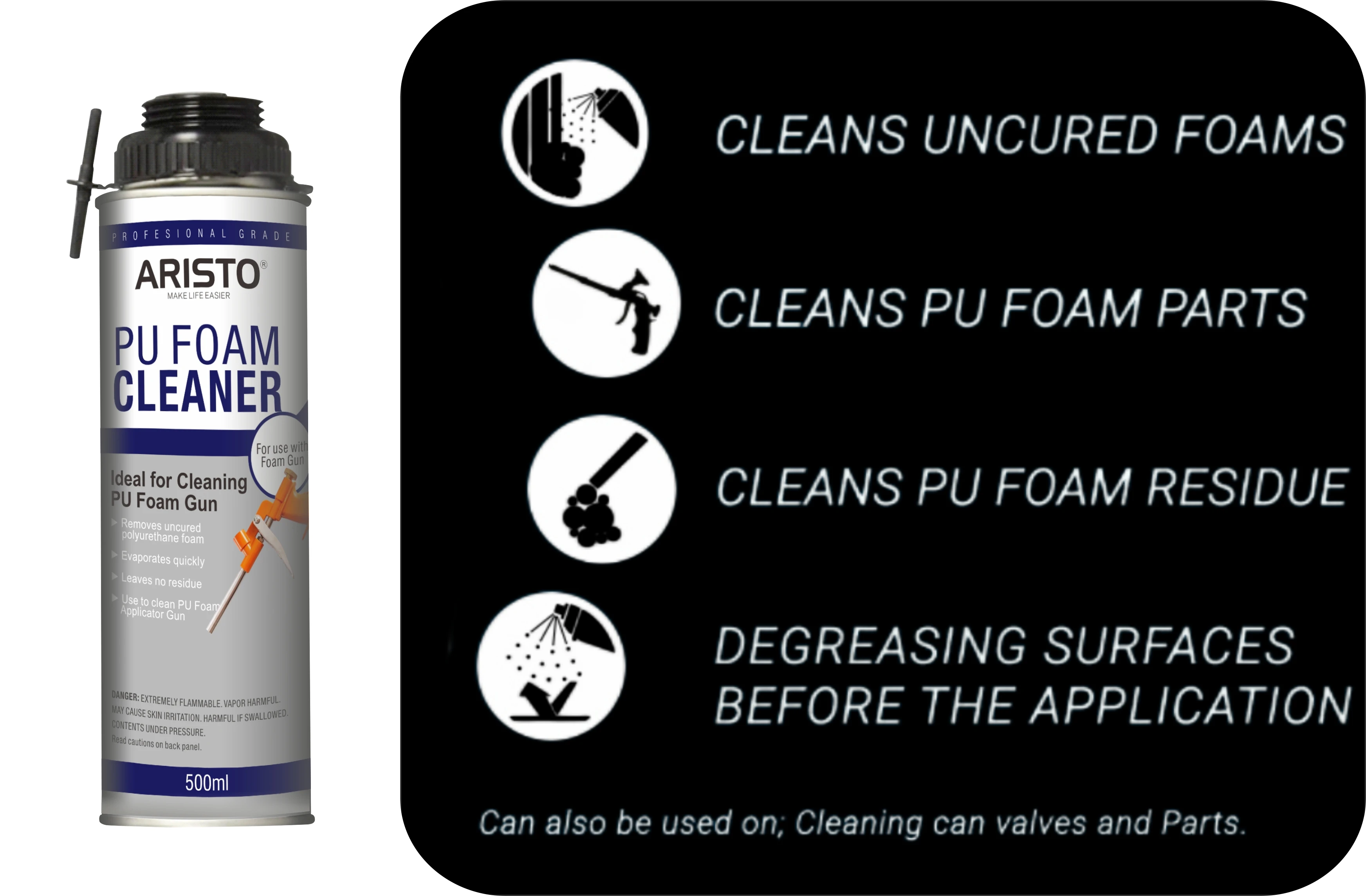 Aristo Pu Foam Gun Cleaner Dispensing Gun Cleaner Dissolves Spray Pu 