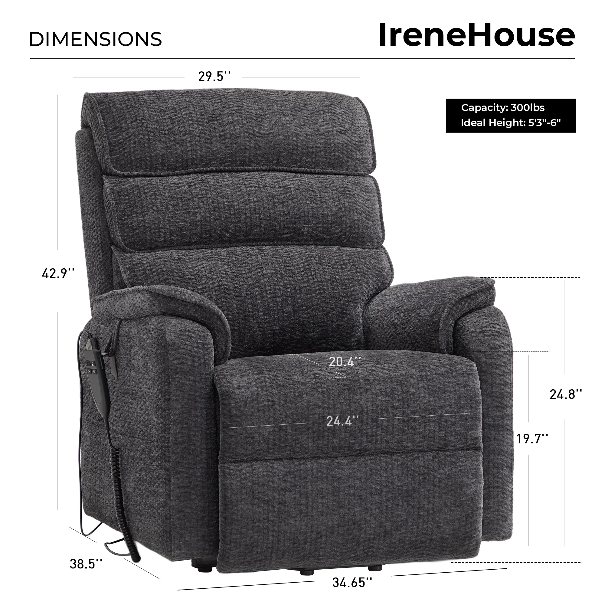 US Warehouse Drop Shipping Large Lay Flat Recliner Oversized Big Man Power Lift Chair Golden Chair