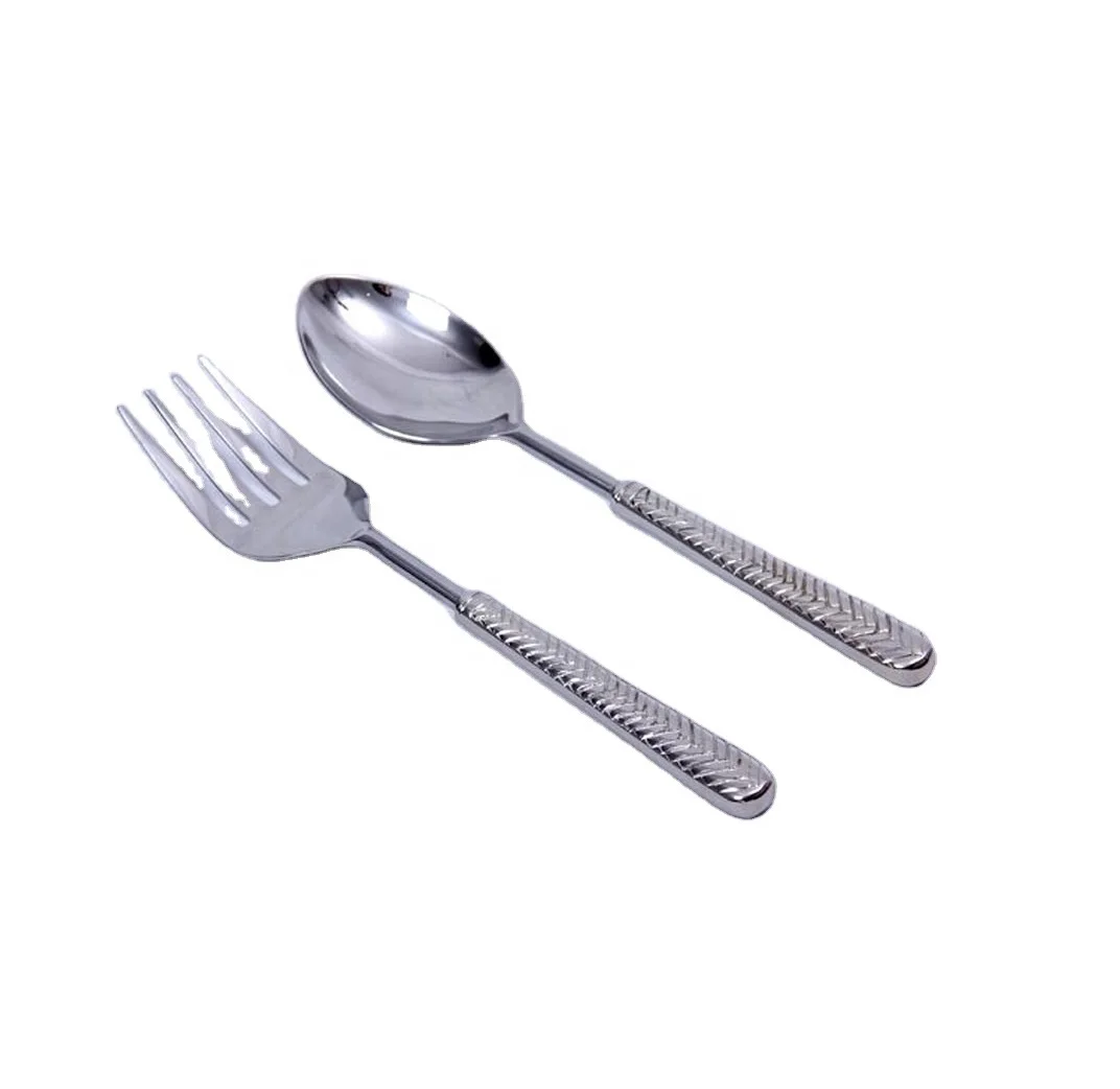 Позолоченный роскошный салатный сервис с мраморной ручкой для сервировки салата новый дизайн набор столовых приборов металлическая ложка и вилка