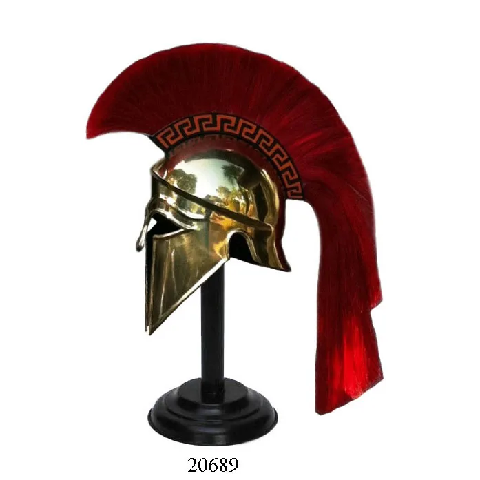 Medieval Greek Corinthian Armour Helmet Blue & White Plume Knight Spartan