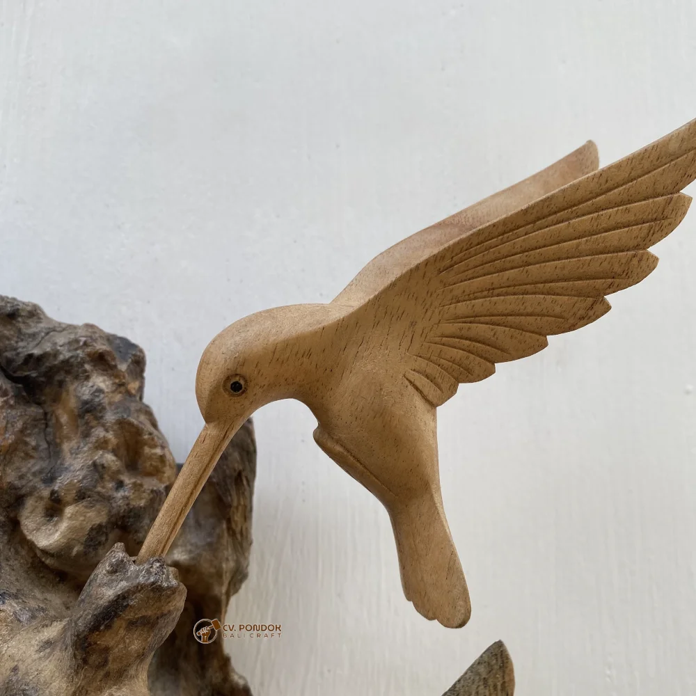 Hand Carved Wooden Triple Hummingbird Wall Hanging On Unique Wood Base ...