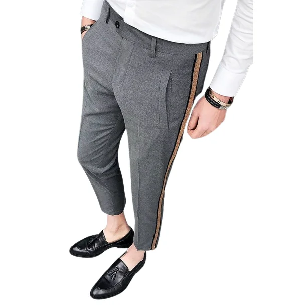 Breathable Black Men's Slim Fit Dress Pants - Formal Smart Casual Trousers  for Business Casual Wear