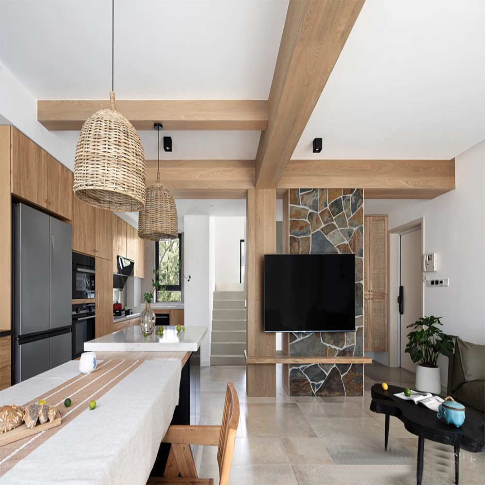 Wall Modern Kitchen Furniture Italian Designs Sample Custom Luxury Veneer Wood Veneer Kitchen Cabinet Islands Made In China