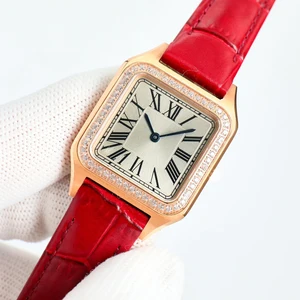 New Best-selling Luxury Elegant Genuine Leather Red Strap Women's Mechanical Watch Luxurious Stylish High-quality Luxury Watches