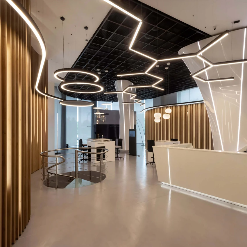 25W/40W/48W/54W LED Office Pendant Light - Hexagonal Design, Dimmable ...