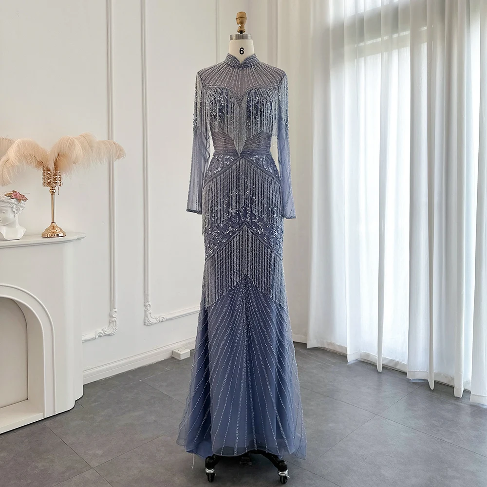 formal dresses muslim Mermaid Prom Dresses Long Sleeves Muslim Formal Evening Dresses Women –  WhenGirl main image 0
