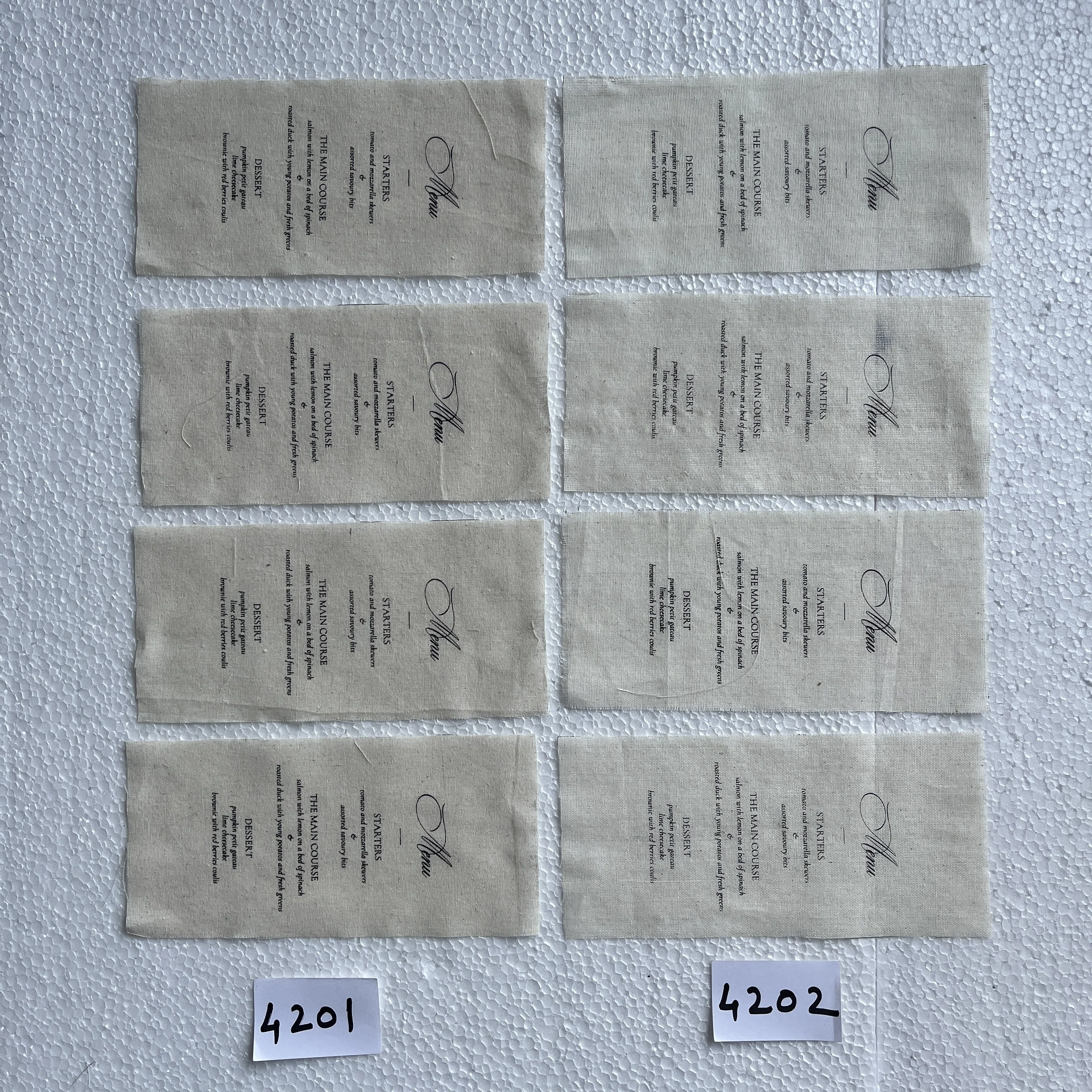 Custom Made Menu Cards Muslin Cloth Ideal for Wedding Printed on 100% Cotton Paper Flower India Artificial Invitation Card