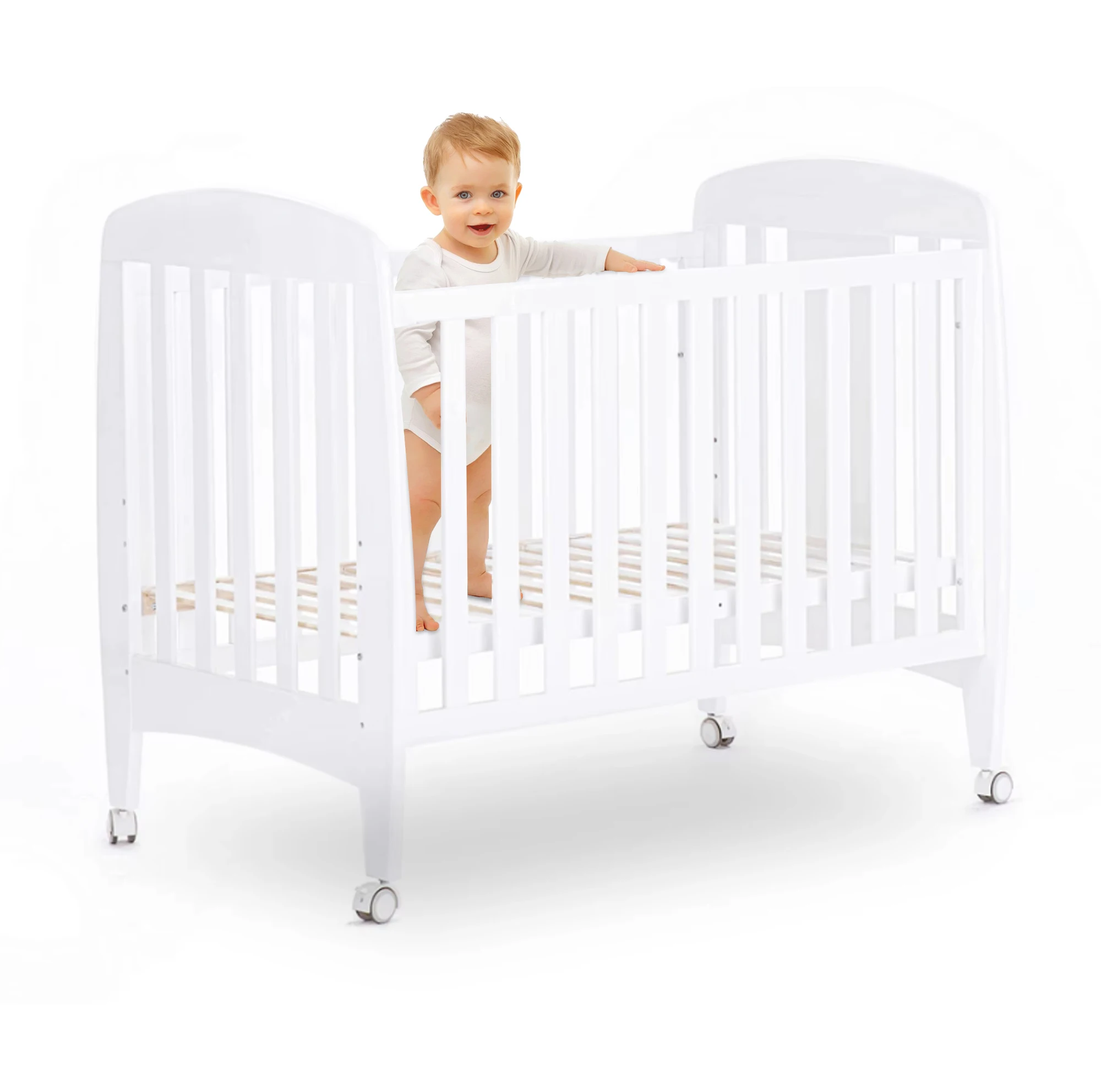 EMA Factory Extendable Wooden Adjustable Child Swinging Crib Used for Toddler Bed Design for New Born Baby