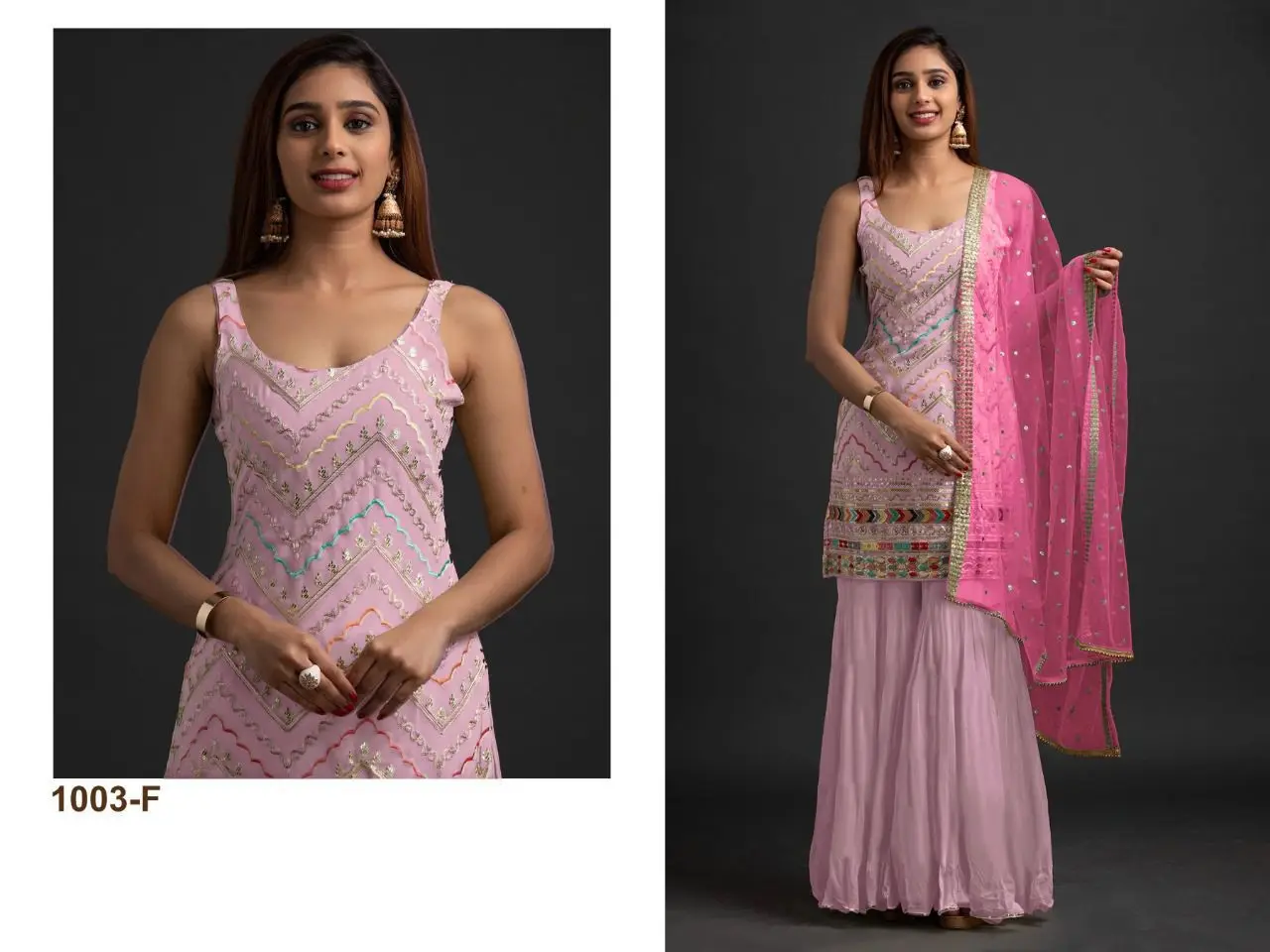 Heavy Fox Georgette Designer Lucknow Work Palazzo Suits with Wholesale Price