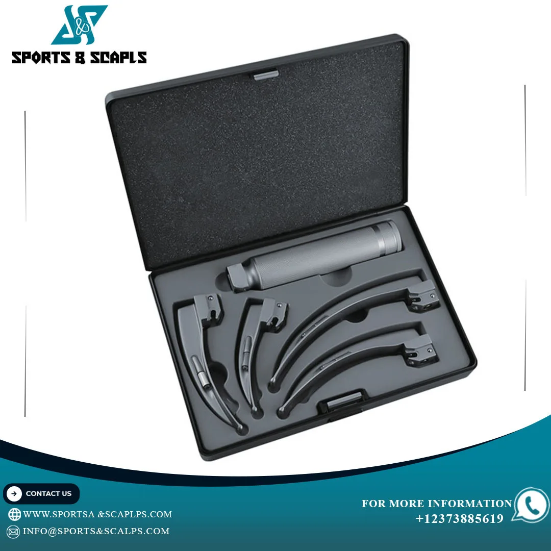 Miller Laryngoscope Complete Set Of 5 Blades In Box Full Black