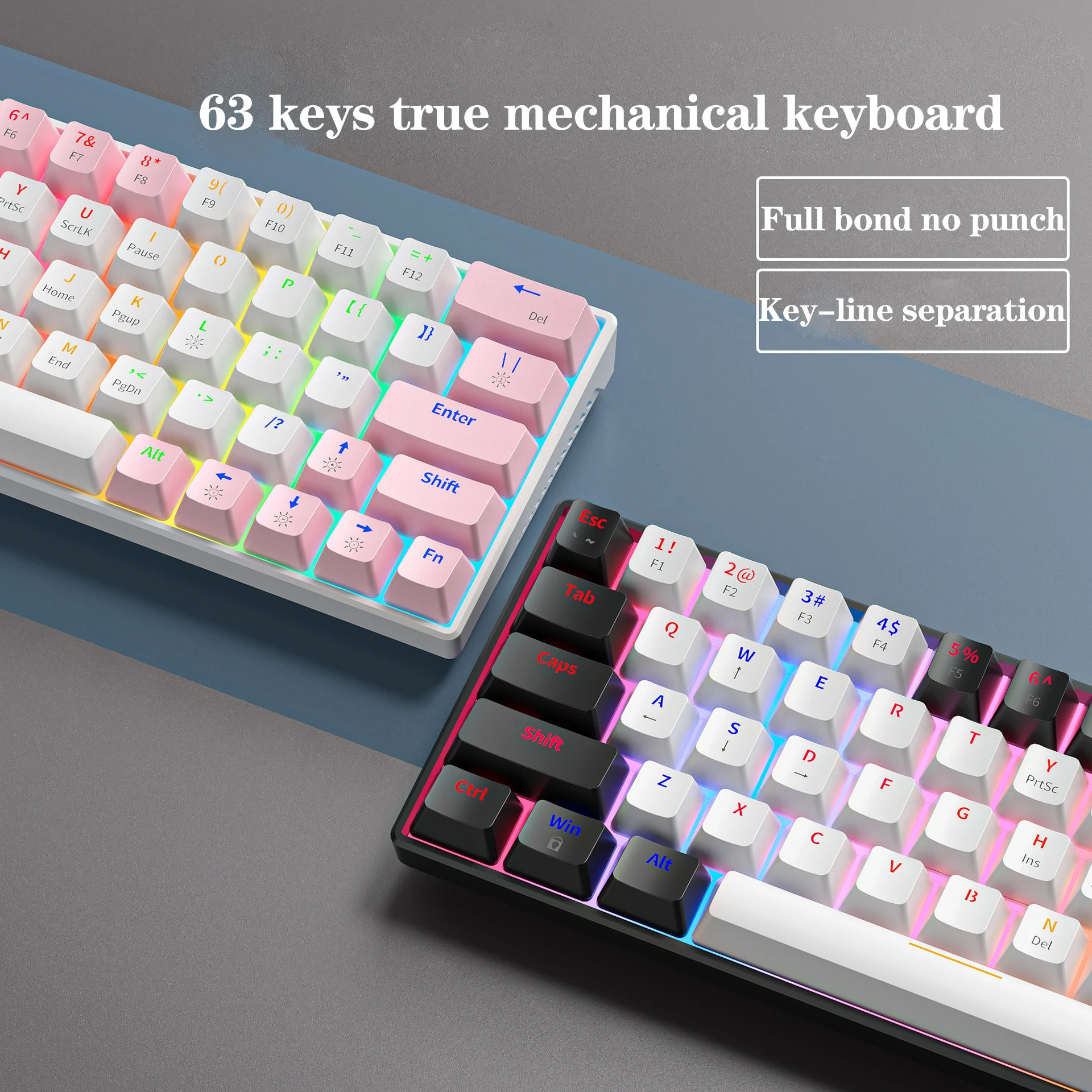 60% Wire Ergonomic Mechan Computer Switch Switches Usb Custom Backlit Mechanical Backlight Mini Rgb Gaming Keyboard