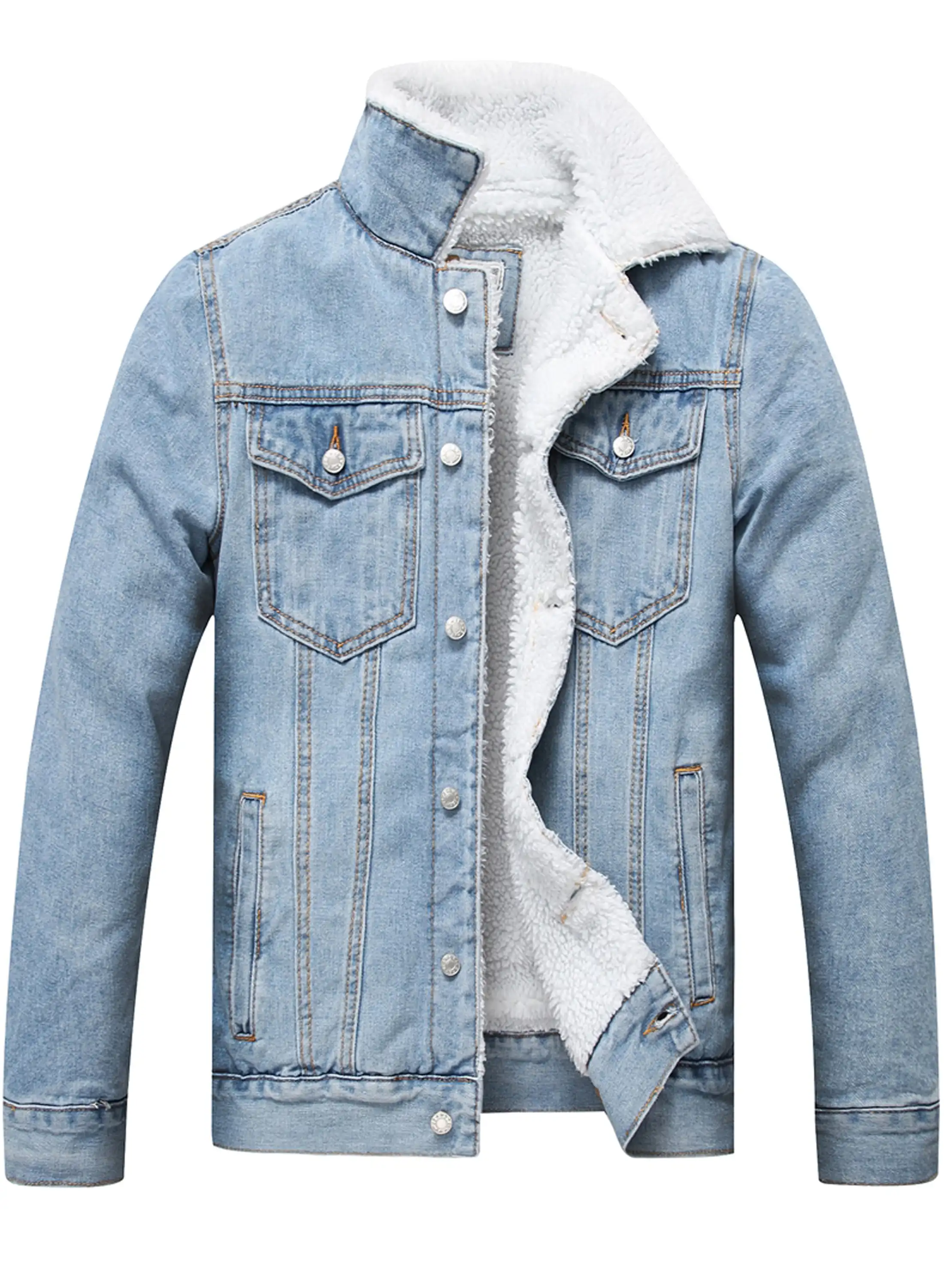 Men's Blue Jean Jacket Mens Fleece Lined Denim Jacket Wholesale And