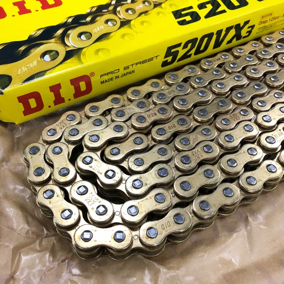 Japan DID モーターサイクルゴールドチェーン 520VX3 X 110ZB Xリング