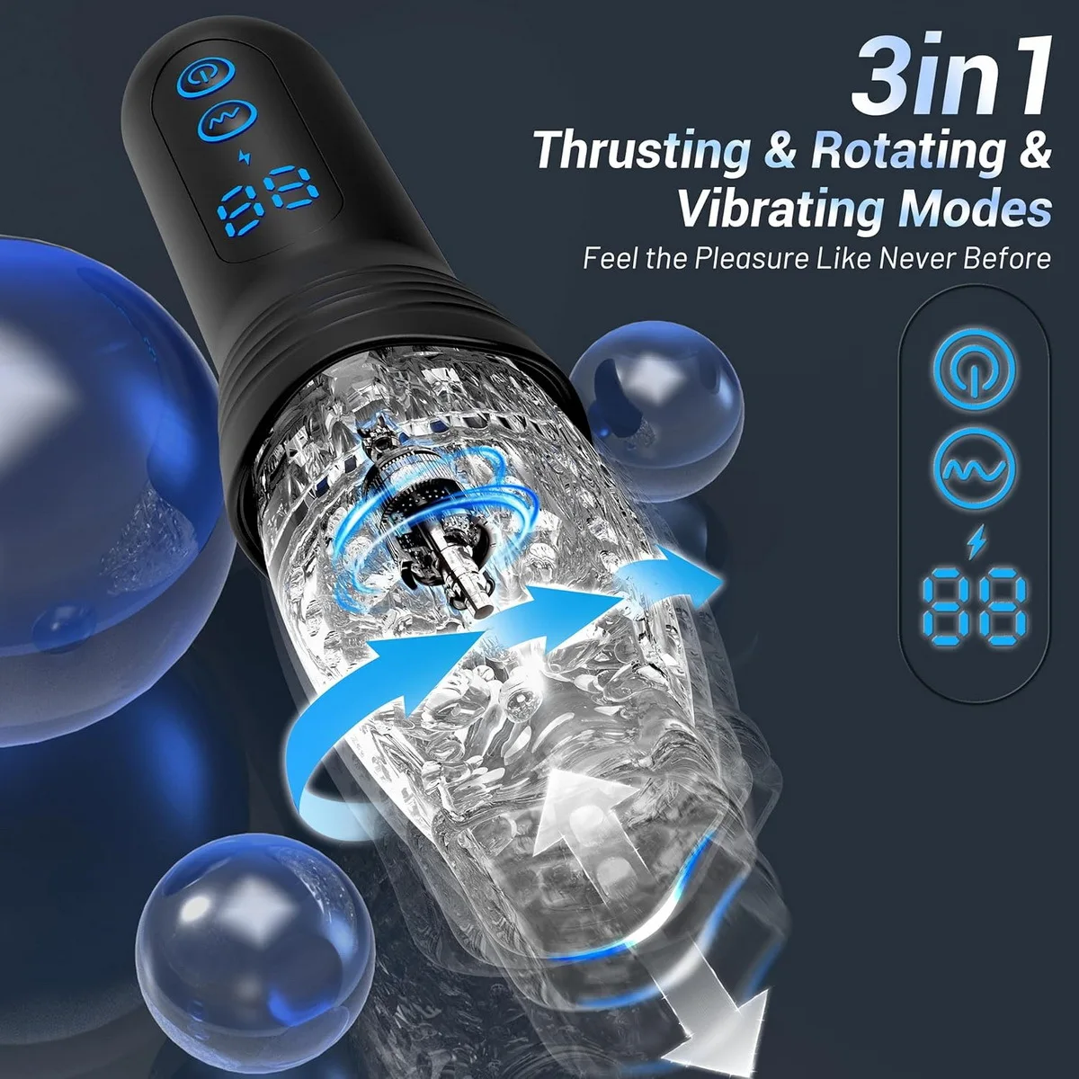 Retractable Thrusting Rotating Men Automatic Masturbator Cup Transparent Pocket Pussy Vibrating Male Stroker Adults Oral Sex Toy