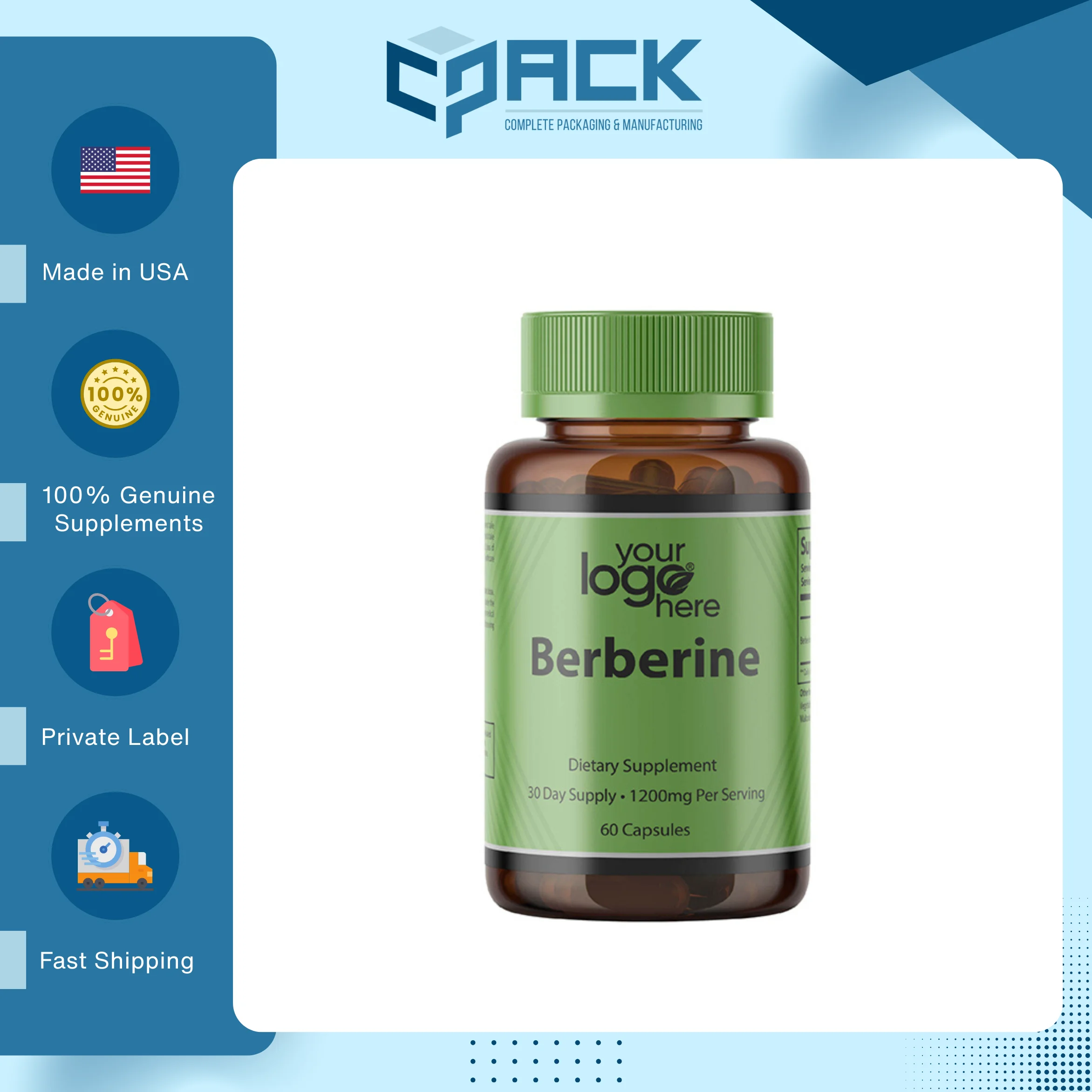 Manufactured USA OEM Available Custom Logo High Quality Natural Dietary Supplement Berberine Capsules Promote Digestion Adult