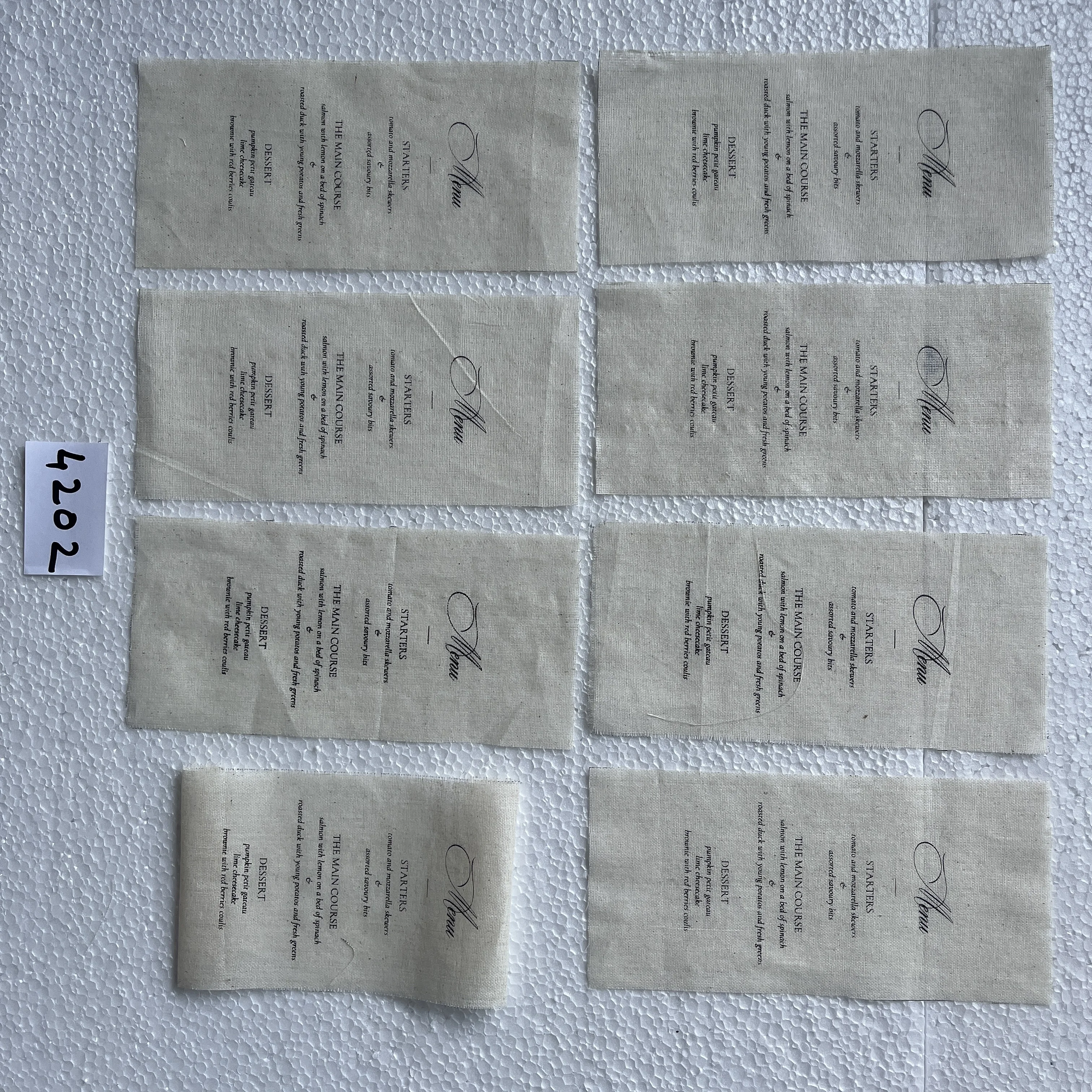 Custom Made Menu Cards Muslin Cloth Ideal for Wedding Printed on 100% Cotton Paper Flower India Artificial Invitation Card
