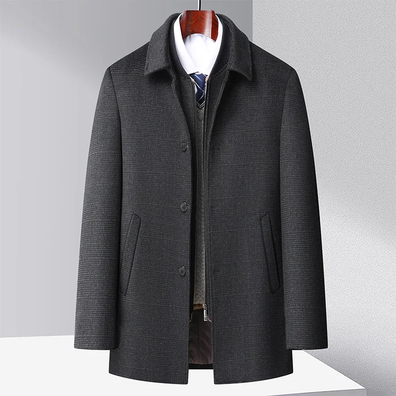 Wool Blends Mens Casual removable vest plus fleece thickened waist for formal wool trench men woolen coat_voghion.com