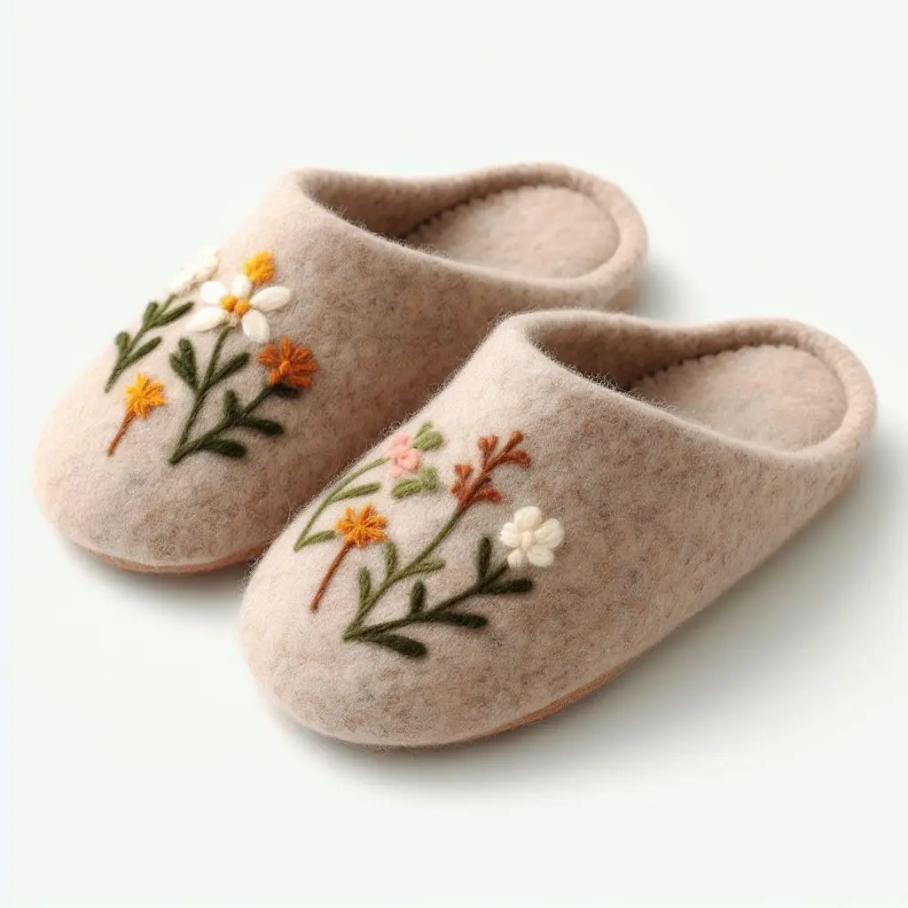 Prachtig Ontworpen Vilten Slippers Zacht Winterschoeisel Voor