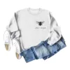 White sweatshirt (black font) printed on the chest