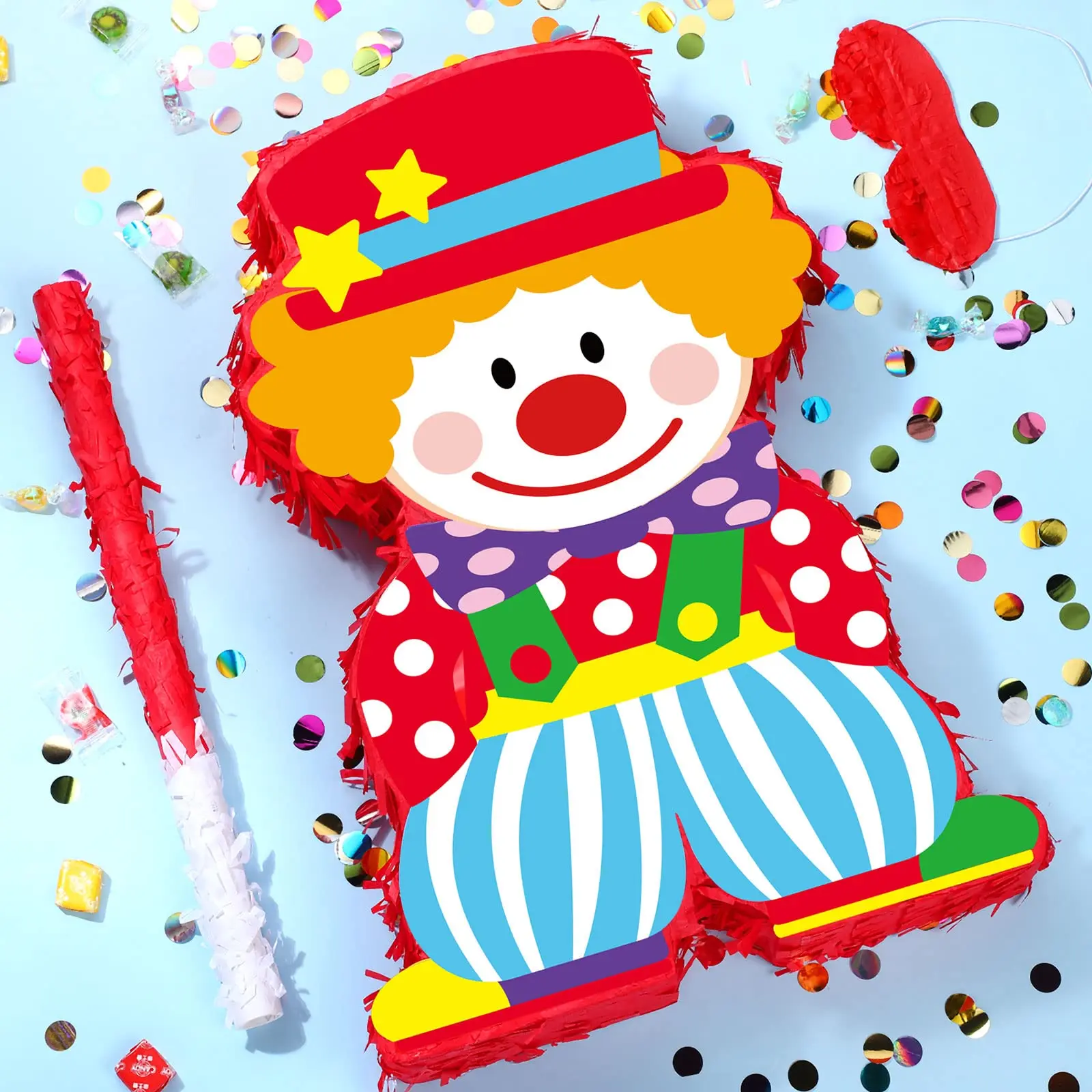 Kit Bâtons Piñata Rose 76 Cm Avec Bandeau Et Confettis - Pour Fêtes Anniversaire, Enfants Et Adultes