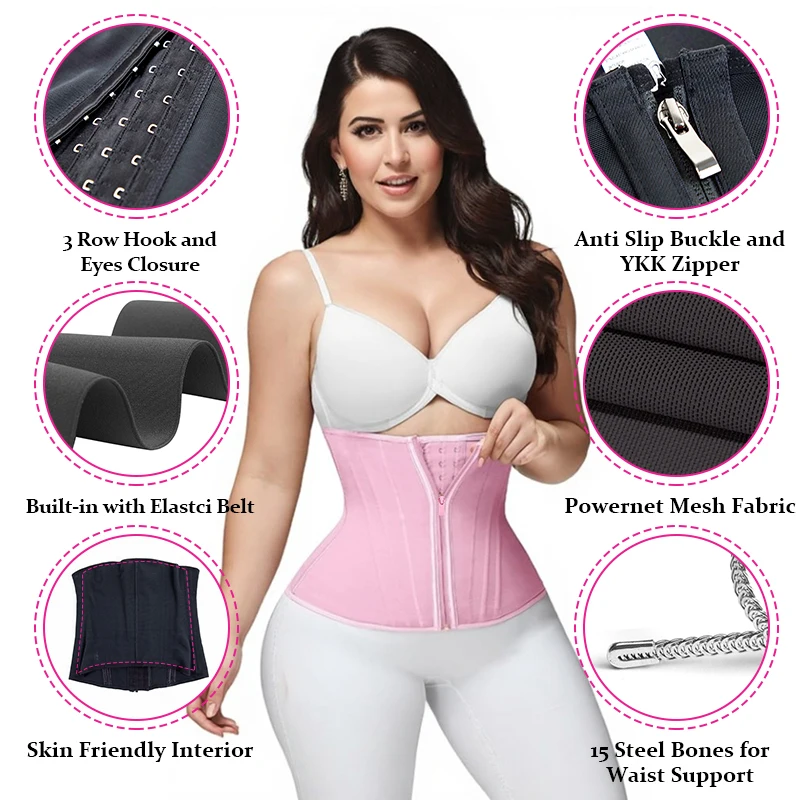 Powernet Good Quality 3-in-1 Underbust Corset Tummy Slimmer Invisible Shaping Girdle for Flat Stomach Waist Slimming Latex