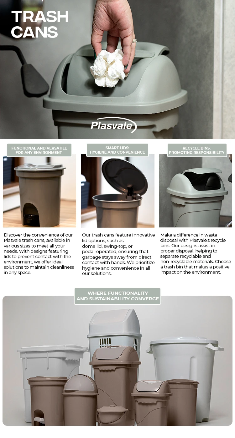 Dome Retractable Top Trash Can Plasvale 3 Sizes1.4l,4.1l And 7.3l