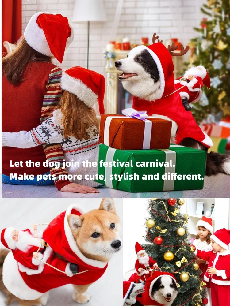 Santa Claus Riding Pet Cosplay Party Dress Dog Costume Christmas