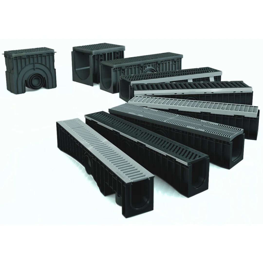 Made in Italy PROMAX 100 HDPE Drainage Channel with F900 18mm Slot Ductile Iron Grating and Fixing System Included