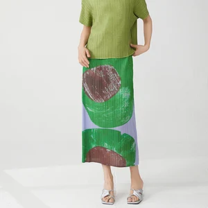 Factory Direct Elegance Miyake Pleated Skirt Elastic Waist Loose Temperament Straight Skirt
