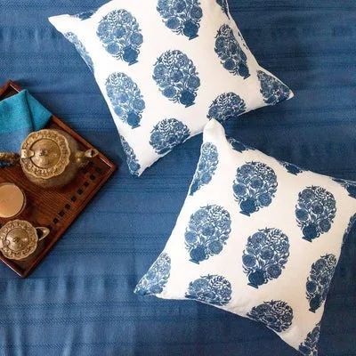 Blue - Hand Block Print Sanganeri Cushion Cover 20 main image 0