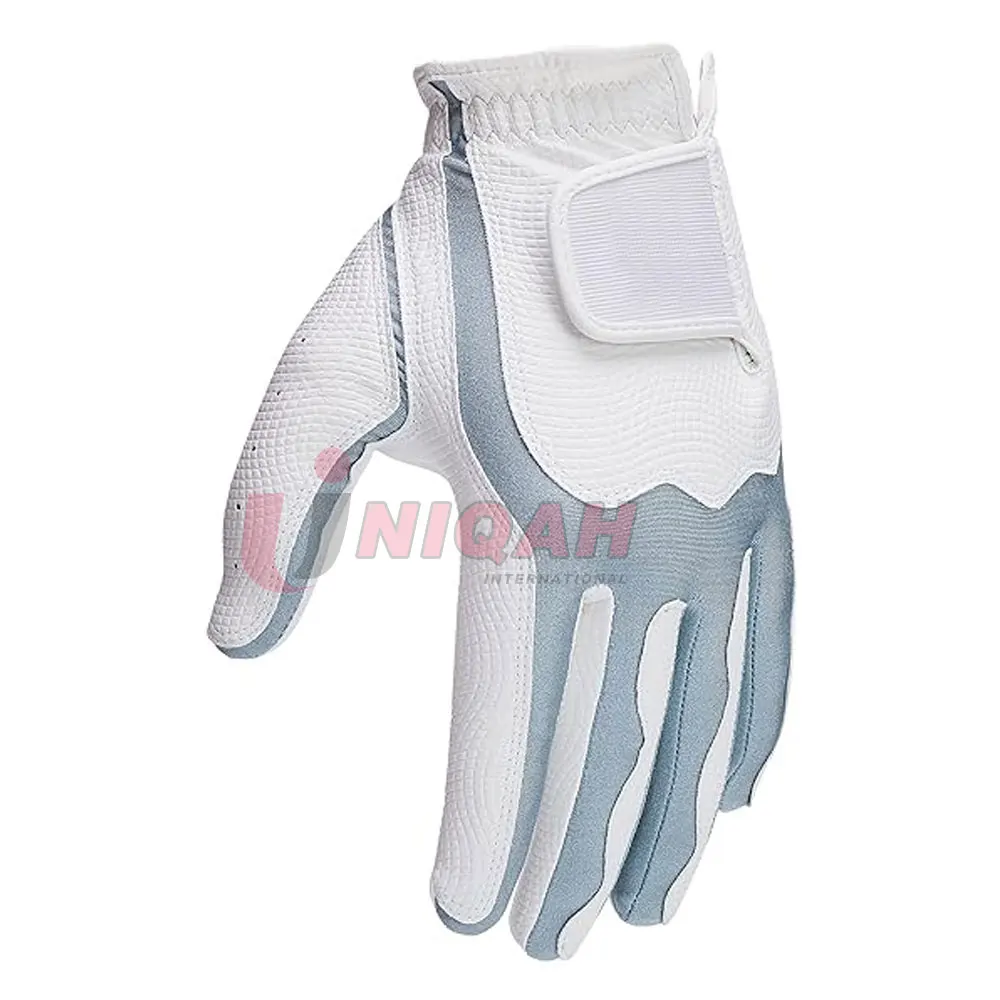 High Quality Mens Golf Gloves Premium Japanese Synthetic Leather Cabretta Leather White Denim Blue Stretchable Design for Sports