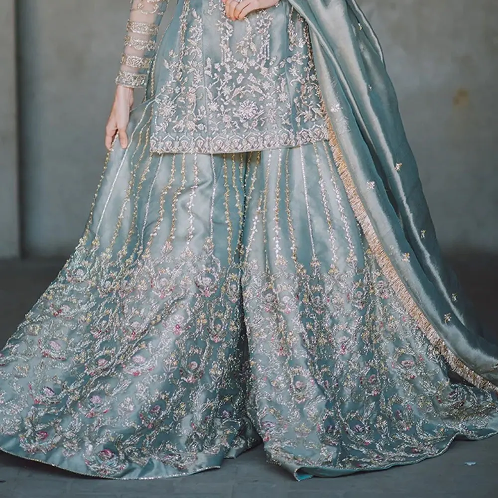 Direct Factory Supply Pure Georgette Heavy Sharara Suit With Sequence Embroidery Work Gharara From Pakistan