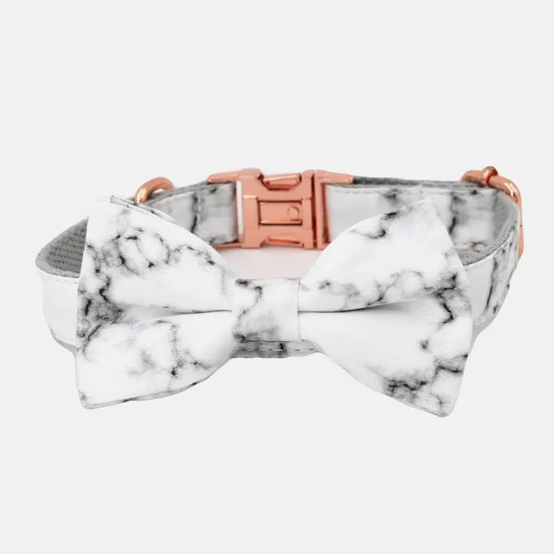Free Sunday Elegant Marble Bow Tie Collar-Leather & Cotton Fabric Soft Fashion Personalized Wedding Use